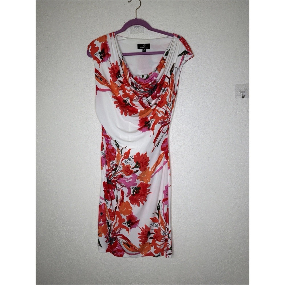 Ronni Nicole Midi Dress Womens Size 10 Pink Floral Party Cocktail Career